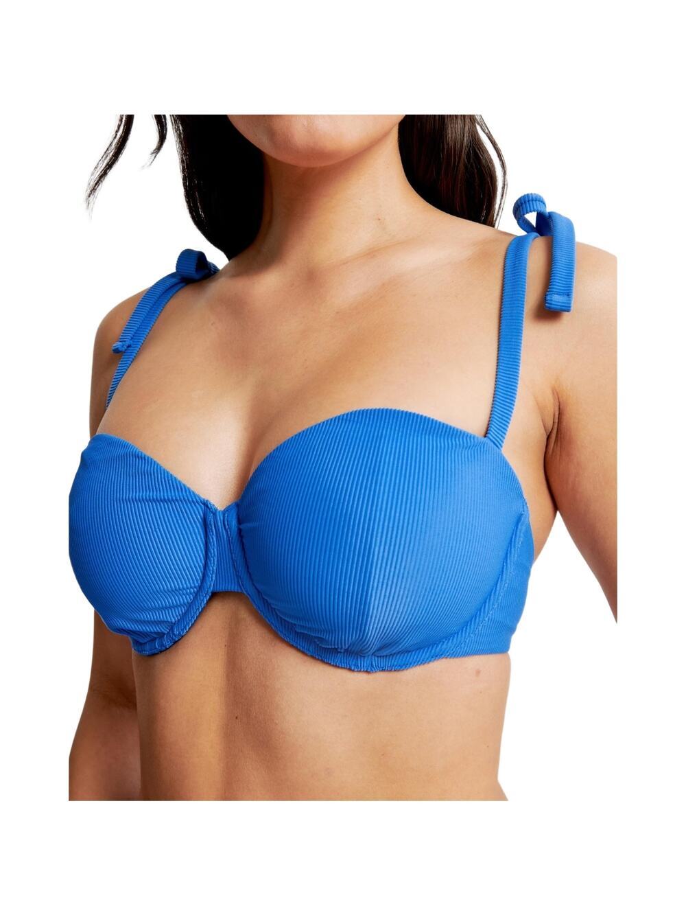 NWT Abercrombie & Fitch Curve Love Tie-Strap Underwire Bikini Top Blue Size XXS